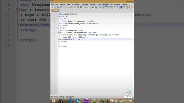 HTML tags del -sub -sup смотреть онлайн