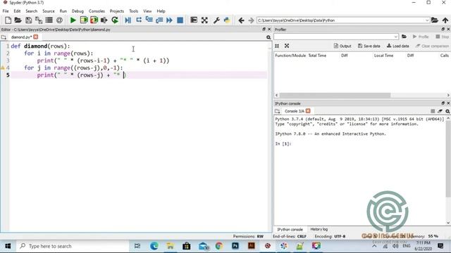 Diamond pattern | Diamond patter in python | Pattern Programming смотреть онлайн