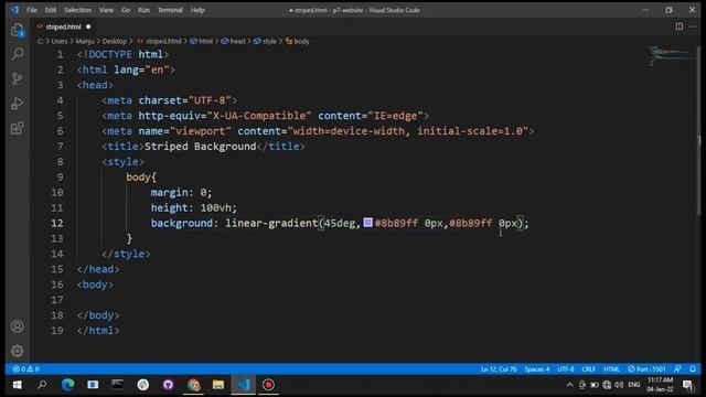 Striped Background Using HTML & CSS In English | HTML & CSS Tutorial For Beginners | смотреть онлайн