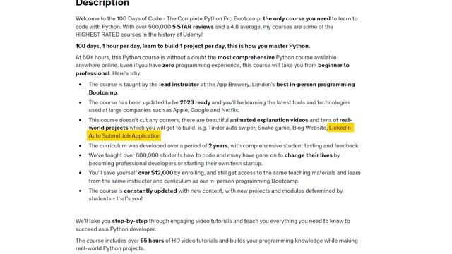 100 Days of Code: The Complete Python Pro Bootcamp 2023 by Angela Yu (Udemy) - Course Review смотреть онлайн