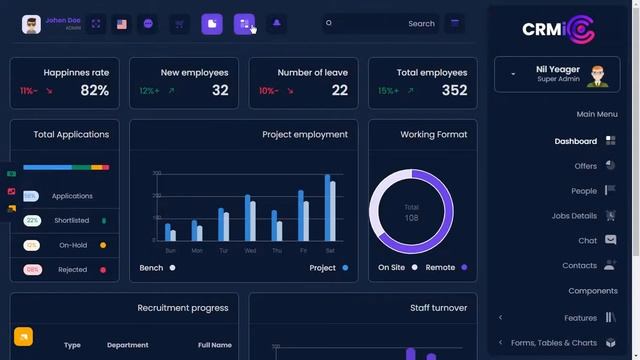 HRM Dashboard Bootstrap 5 Admin Template with RTL Dark Theme смотреть онлайн