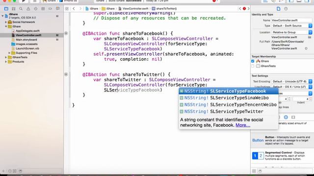 Swift Tutorial - How To Share On Facebook And Twitter (Social Framework) смотреть онлайн