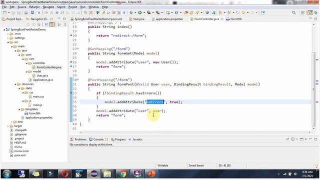 User Form Validation and Data Binding Example with Spring Boot and FreeMarker | Spring Boot Tutoria смотреть онлайн