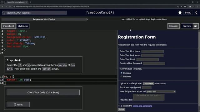 Learn HTML Forms by Building a Registration Form - Step 44 смотреть онлайн