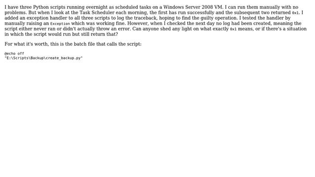 Windows scheduled tasks fail with 0x1, don't log errors смотреть онлайн