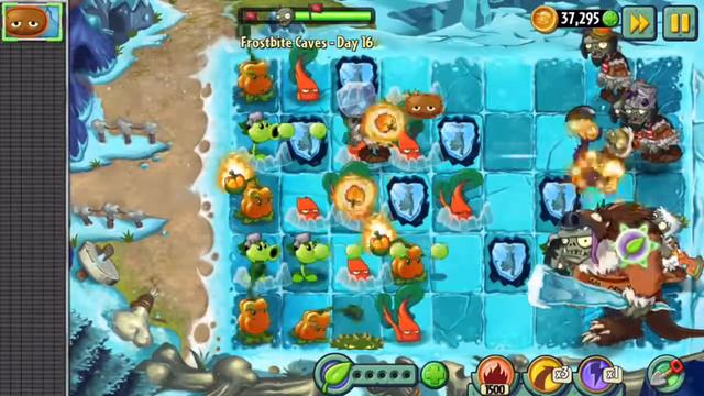 Plants vs Zombies 2 Frostbite Caves Day 16 Chard Guard and 107x Zombies! смотреть онлайн