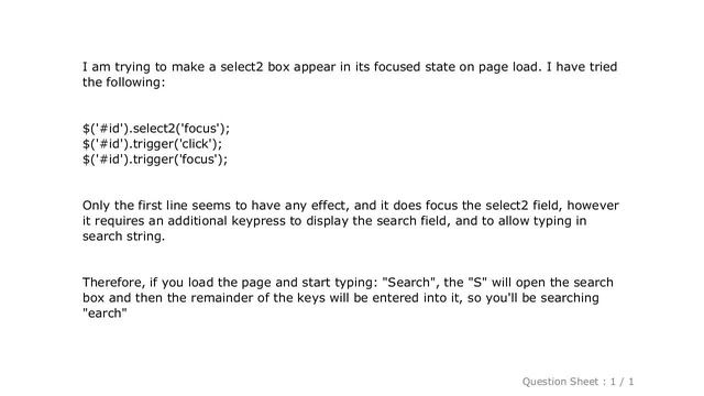 jQuery : select2 force focus on page load смотреть онлайн
