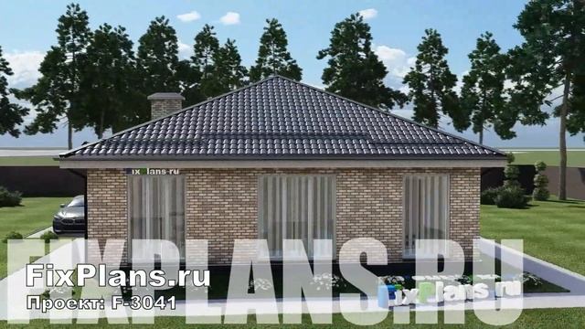 Проект одноэтажного дома F-3041 смотреть онлайн