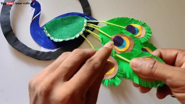 how to make beautiful wall decoration peacock craft with paper / art and craft / peacock craft смотреть онлайн