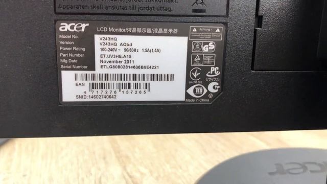 Монитор Acer V243HQAObd смотреть онлайн