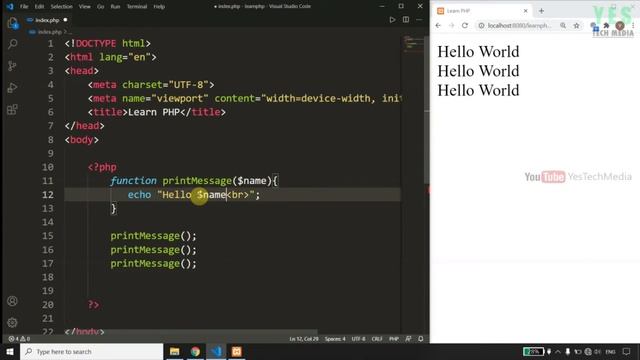 Functions | PHP Malayalam Tutorial | Part 16 of 22 | смотреть онлайн
