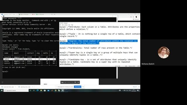 RELATION, ATTRIBUTE, TUPLE, DEGREE, CARDINALITY IN MYSQL смотреть онлайн