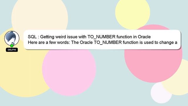 SQL : Getting weird issue with TO_NUMBER function in Oracle смотреть онлайн