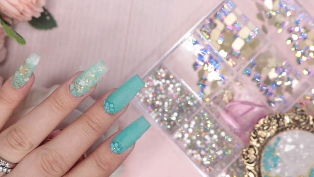 Diseño con color Blue Green de Fantasy Nails y Glitter color Menta 😍 смотреть онлайн