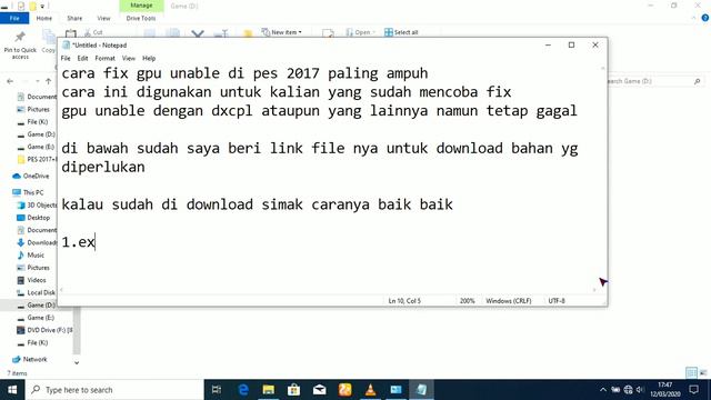 FIX GPU UNABLE DI PES 2017,2018,2019,2020 TANPA DXCPL смотреть онлайн
