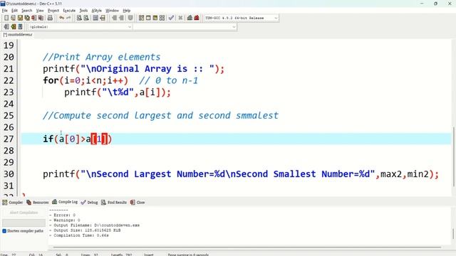 C Program to find second largest and second smallest element from an array смотреть онлайн