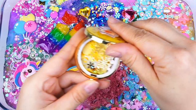 Unicorn Rainbow Slime Mixing Random Cute, Shiny Things Into Slime #ASMR #Satisfying #slimevideos