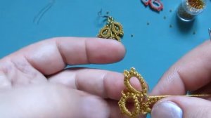 Серьги "Колосок"Фриволите иглой