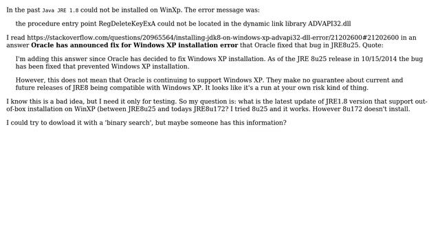 What is the latest Java JRE1.8 that you can install out-of-box on WinXP? (2 Solutions!!) смотреть онлайн