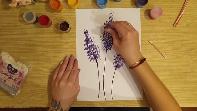 Нетрадиционная техника рисования "Сирень". С использованием ушных палочек. смотреть онлайн