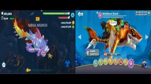 Hungry Shark World vs Evolution - All 59 Sharks Unlocked Megalodon Hack Gems and Coins Mod Gameplay