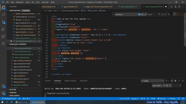 4004 - Angular 12 - Prime Ng - Multiple Choice App - Trắc nghiệm App. Phân tích + viết đơn giản. смотреть онлайн