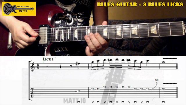 Blues Guitar Lesson - 3 Cool Blues Licks In A - GUITAR LESSON With TABS