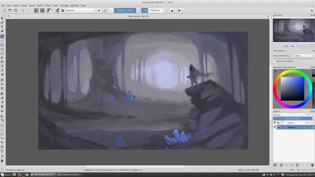 Cave. Quick sketch with Krita. смотреть онлайн