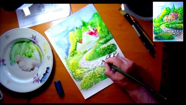 Как нарисовать пейзаж. Простые рисунки. Как нарисовать природу смотреть онлайн