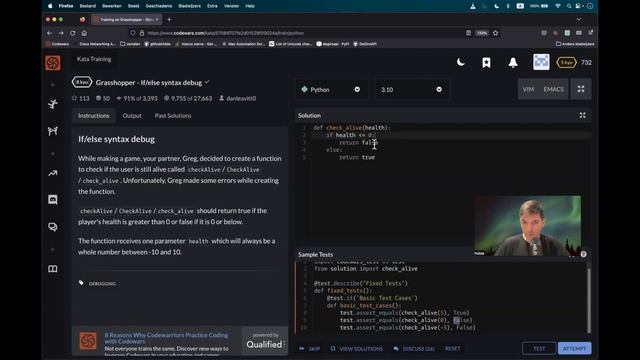 Codewars (Python?) | Grasshopper - If/else syntax debug | kyu8 смотреть онлайн