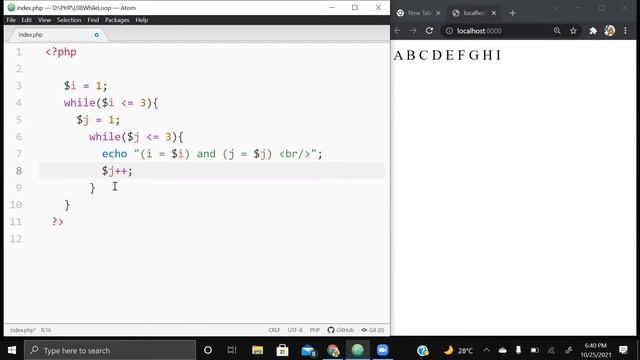 PHP Nested while loop | Break | Continue смотреть онлайн