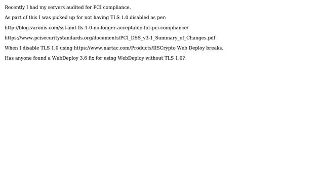 DevOps & SysAdmins: WebDeploy 3.6 won't connect with TLS 1.0 disabled смотреть онлайн