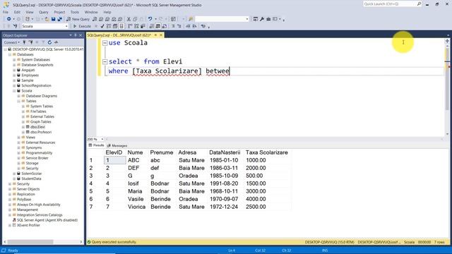 Tutorial SQL cu Microsoft SQL SERVER | Operatorul SQL Between смотреть онлайн