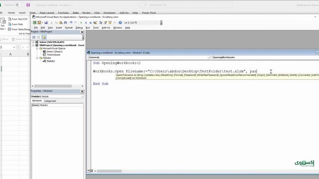 Opening a workbook using VBA | تعليم VBA| شرح VBA | فتح الملفات بإستخدام كود ال VBA - смотреть онлайн