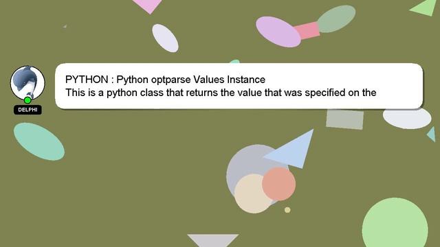 PYTHON : Python optparse Values Instance смотреть онлайн
