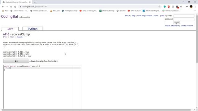 AP-1 (scoresClump) Java Tutorial || Codingbat.com смотреть онлайн