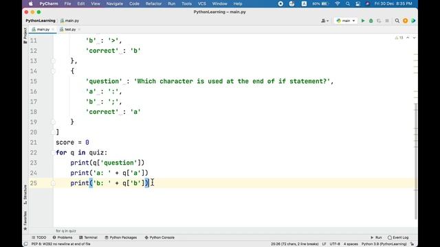 Simple Quiz Application using For Loop in Python | For Loop Example смотреть онлайн