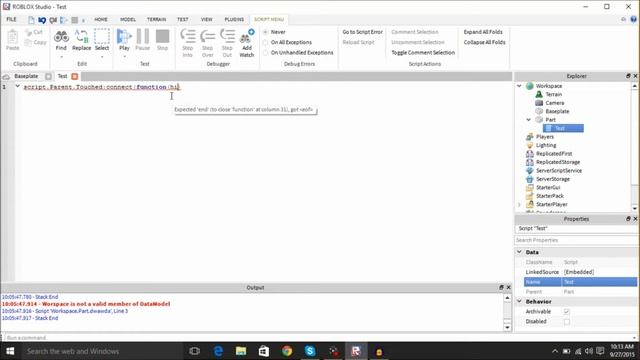 ROBLOX Scripting Pt.1 | Touching Parts смотреть онлайн