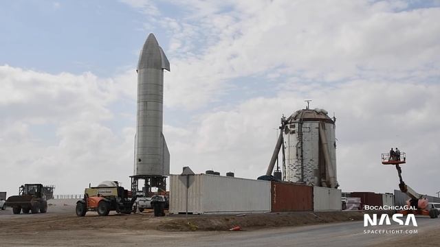 SpaceX Boca Chica - SN9 Nosecone Stacked - SN8 Prepared for 15 km Flight смотреть онлайн