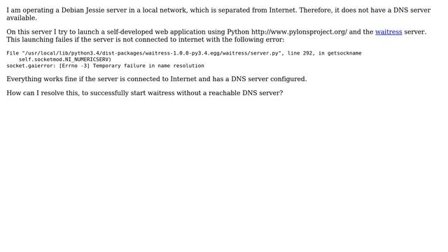 Temporary failure in name resolution for local socket смотреть онлайн
