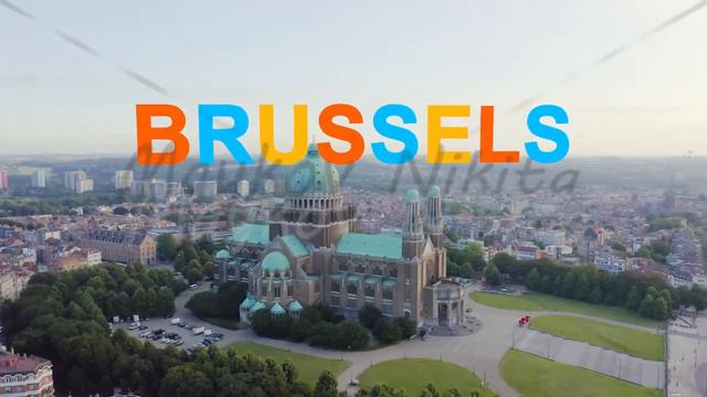 Inscription on video. Brussels, Belgium. National Basilica of the Sacred Heart. Early morning. Diff смотреть онлайн