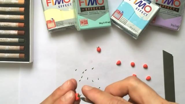 Мастер-класс: Миниатюра "Клубника в шоколаде" из полимерной глины FIMO/polymer clay tutorial смотреть онлайн