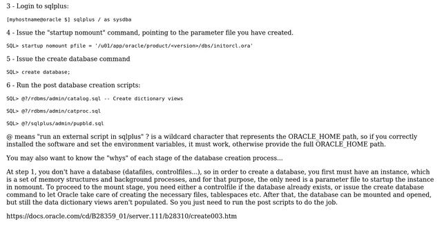 Databases: After successful installation, Is it possible create a database without DBCA? смотреть онлайн
