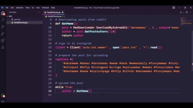 Bot that automatically builds Instagram page with python! | Reddit to Instagram Bot. смотреть онлайн