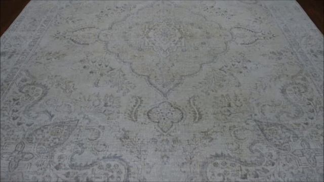 Ivory White Wash Vintage Tabriz Worn Wool Hand-Knotted Oriental Rug253080 смотреть онлайн
