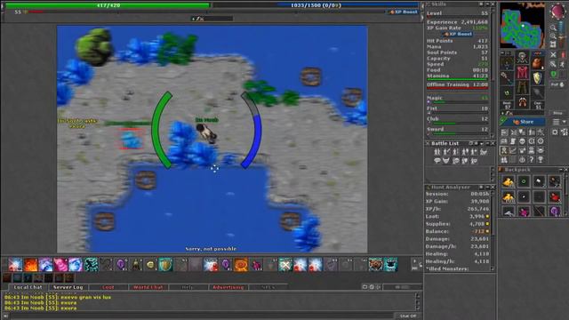 TIBIA HUNT LVL 50 MS 500k exp/hr 150% - WATER ELEMENTAL - COMO RUSHAR MS смотреть онлайн