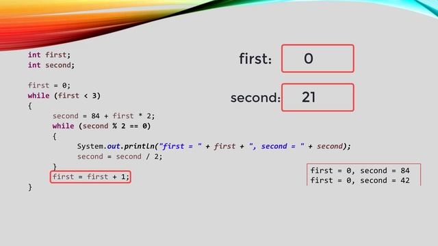 Stage 1#7 Reading Nested While Loops in Java смотреть онлайн