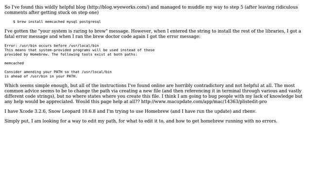 Apple: Homebrew PATH error Mac OS X 10.6.8 смотреть онлайн