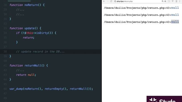Usos de return en PHP смотреть онлайн