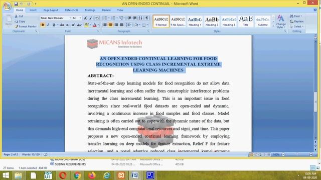 AN OPEN-ENDED CONTINUAL LEARNING FOR FOOD RECOGNITION -PYTHON PROJECT 2020 смотреть онлайн